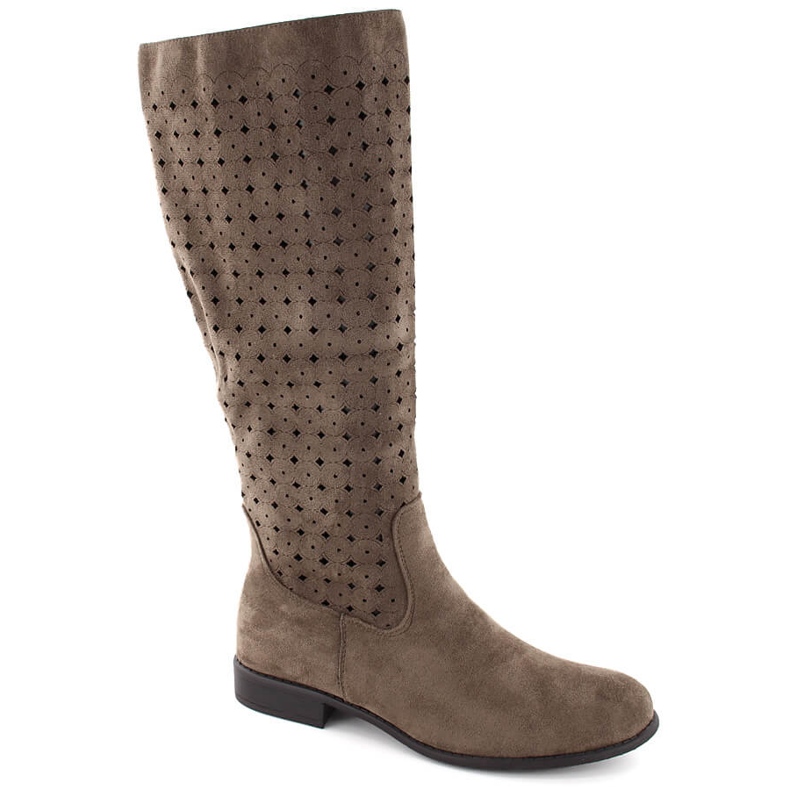 Stivali da donna in pelle scamosciata traforata, marrone Jezzi ASA142-50A