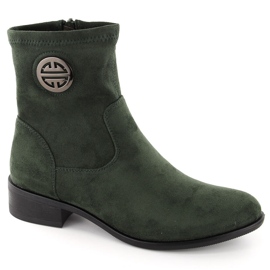 Stivaletti da donna in camoscio con decorazione, verde Jezzi ASA198-28