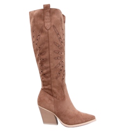 Stivali texani traforati Taylor Camel marrone