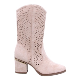 Stivali Lange Beige traforati con tacco alto