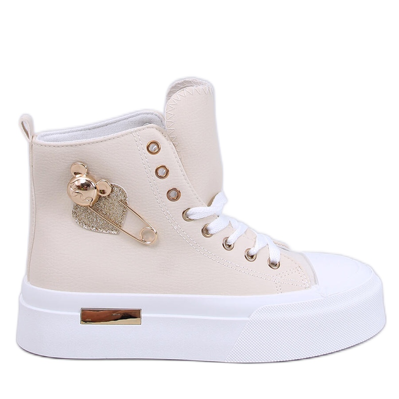 Arenas Sneakers alte beige con spilla da balia