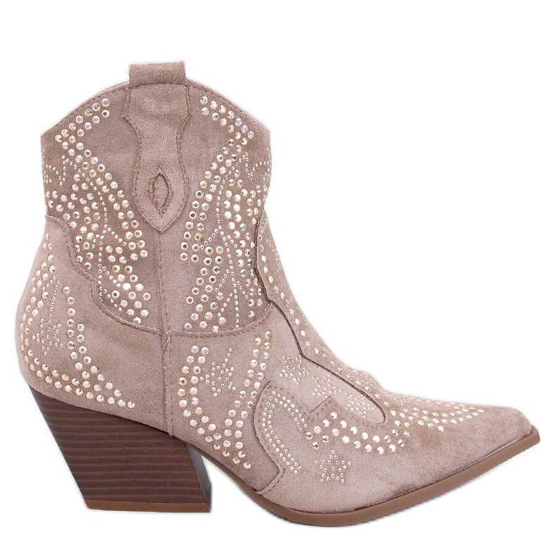 Stivali texani Lorenzo Khaki con pietre beige