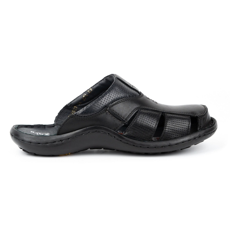 Kampol Infradito da uomo in pelle 224KAM, nere nero