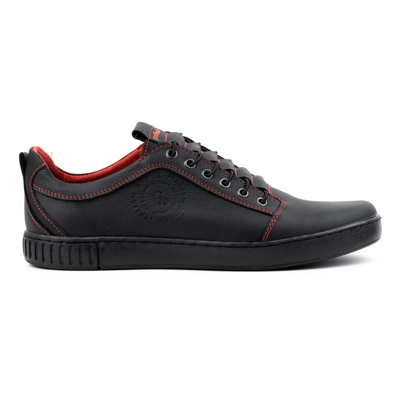 Polbut Scarpe casual da uomo in pelle 2121/2, nere e rosse nero