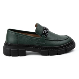 WASAK Scarpe slip-on da donna in pelle 706X verde con suola spessa