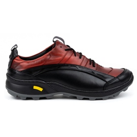 Olivier Scarpe da trekking da uomo in pelle 405KZ, nere e rosse nero