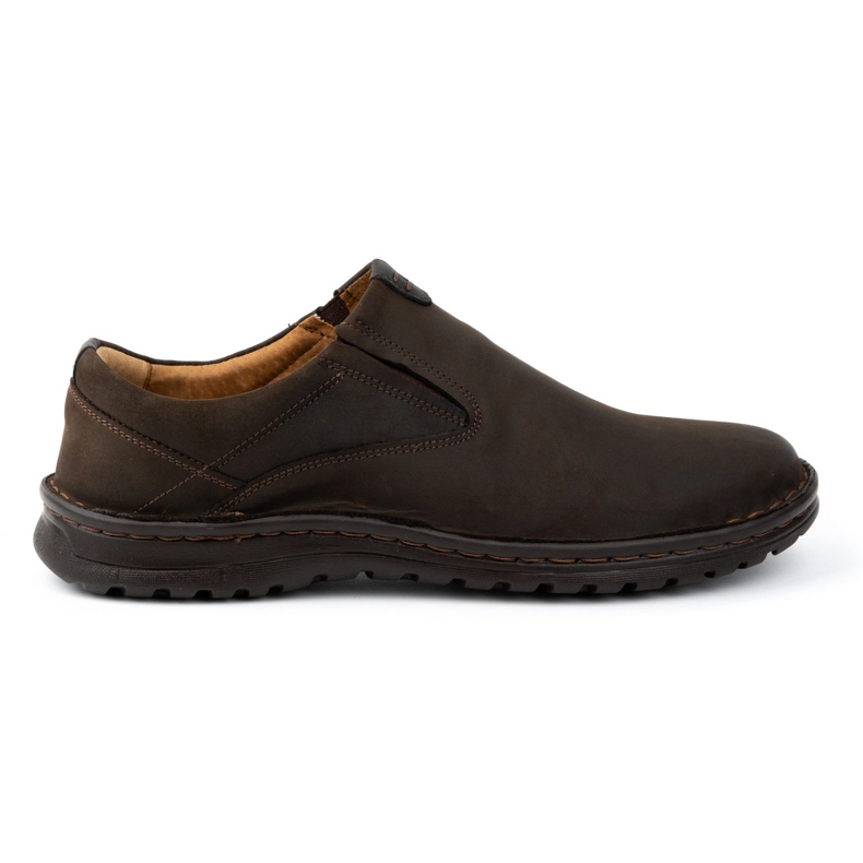 Kampol Scarpe slip-on da uomo in pelle 12KAM, colore testa di moro marrone