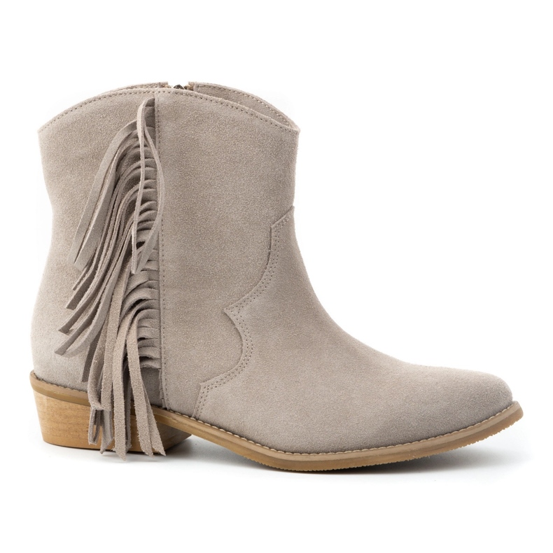 Olivier Stivaletti in pelle scamosciata con cerniera e frange 1139, beige