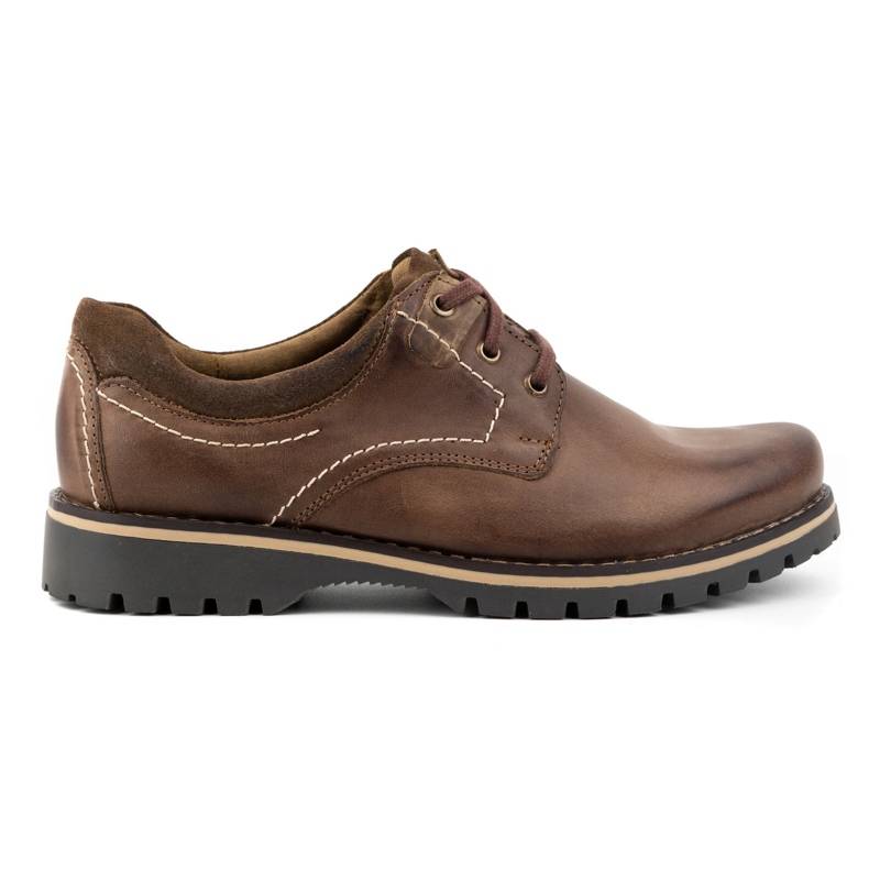 KOMODO Scarpe in pelle da uomo, scarpe polacche 879 marrone