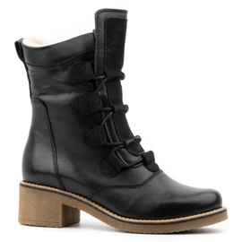 Olivier Eleganti stivali da donna in pelle isolati con lana 317BB, neri nero