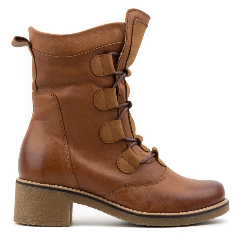 Olivier Eleganti stivali da donna in pelle foderati in lana marrone 317BB