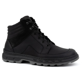 Stivaletti stringati invernali da uomo in pelle WASAK 0220 neri nero