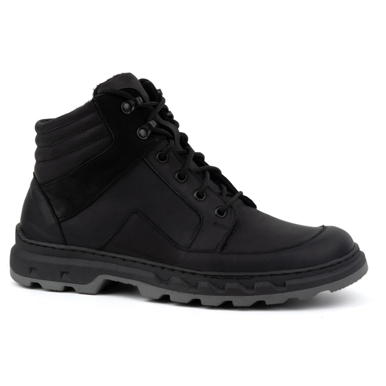 Stivaletti stringati invernali da uomo in pelle WASAK 0220 neri nero