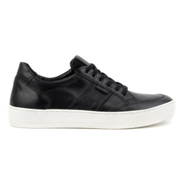 Olivier Scarpe casual in pelle da uomo 873KNT, nere nero