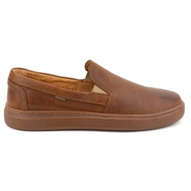 Scarpe slip-on da uomo realizzate in pelle naturale POLBUT 2124 cammello marrone