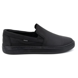 Scarpe slip-on da uomo realizzate in pelle naturale POLBUT 2124 nero