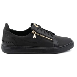 Scarpe casual da uomo in pelle naturale POLBUT 2125, nere nero