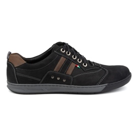 Kampol Kam 28KAM Scarpe casual da uomo in pelle nere stringate nero