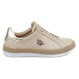 Olivier Scarpe da donna in pelle, modello 1190, sneakers beige