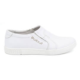 Polbut Scarpe slip-on da uomo in pelle 334/2 bianche bianco