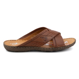 Kampol Infradito da uomo in pelle incrociata in pelle 216kam marrone