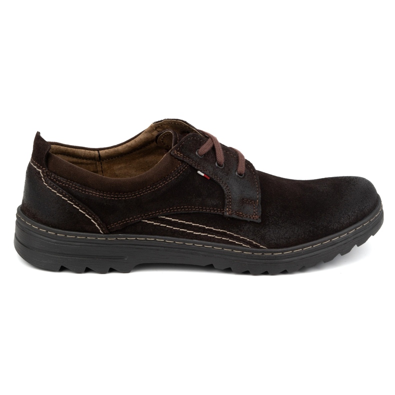 Olivier Scarpe casual stringate da uomo in pelle, camoscio 309GT, marrone