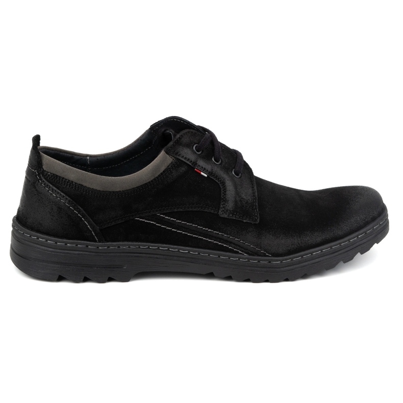 Olivier Scarpe casual stringate da uomo in pelle, scamosciata 309GT, nere nero