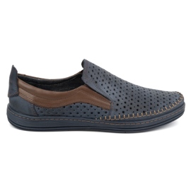 Olivier Mocassini traforati da uomo estivi 590MP, colore blu navy