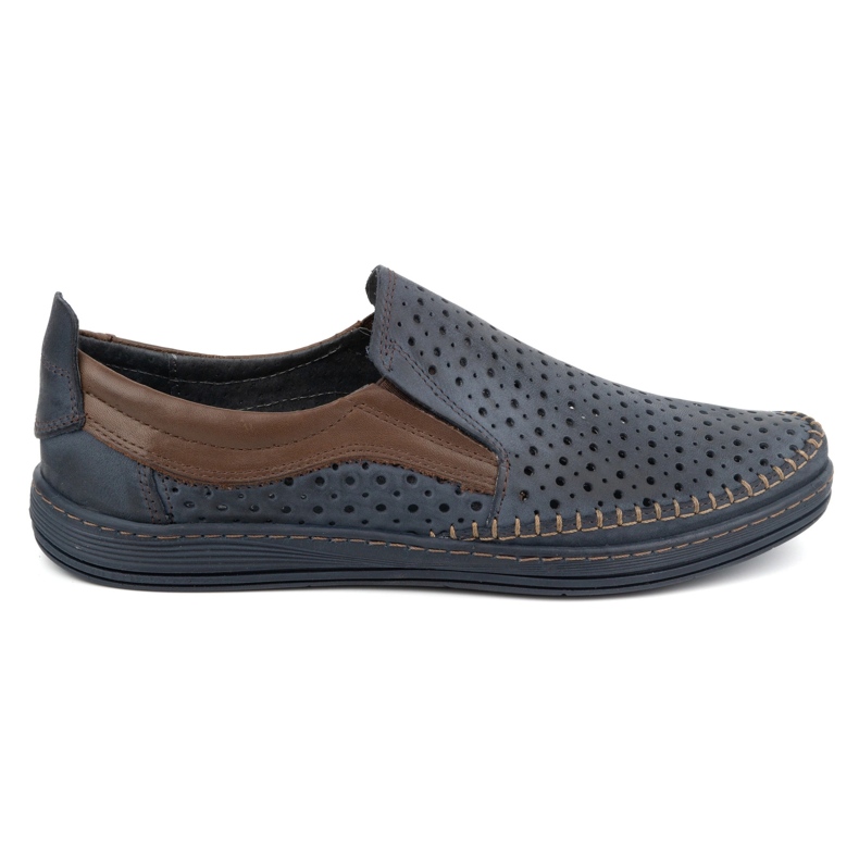 Olivier Mocassini traforati da uomo estivi 590MP, colore blu navy