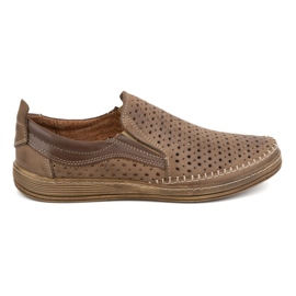 Olivier Mocassini slip-on traforati da uomo estivi 590MP, marrone