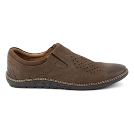 Joker Scarpe da uomo, mocassini in pelle traforata 937L, colore marrone