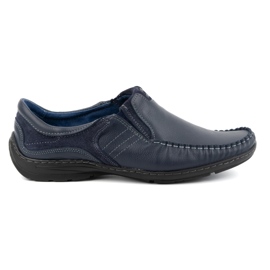 KOMODO Scarpe da uomo, mocassini slip-on in pelle 627K, blu navy