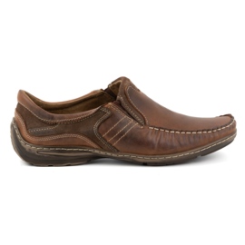 KOMODO Scarpe da uomo, mocassini in pelle 627K, marrone
