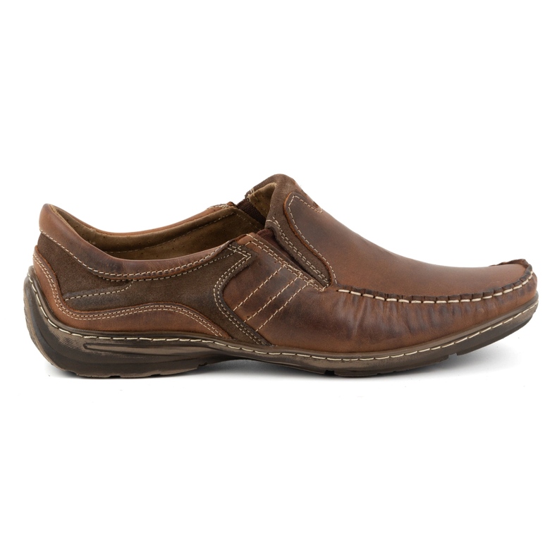 KOMODO Scarpe da uomo, mocassini in pelle 627K, marrone