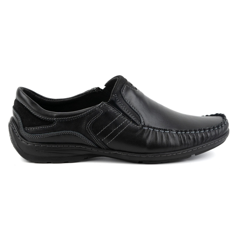 KOMODO Scarpe da uomo, mocassini in pelle 627K, colore nero