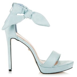 Ideal Shoes Sandali in camoscio con fiocco blu