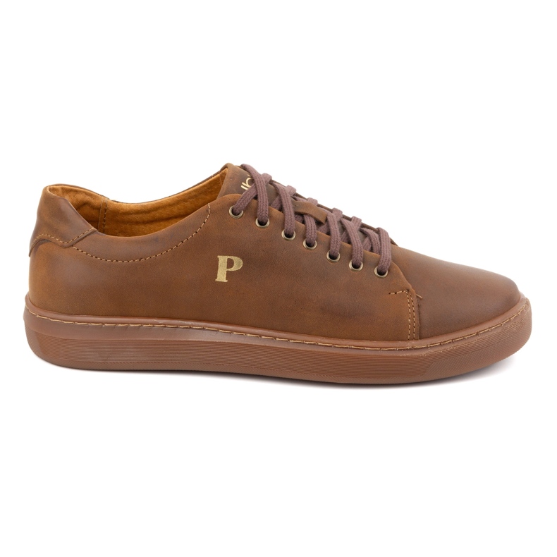 Sneakers da uomo in pelle POLBUT 2127 cammello marrone