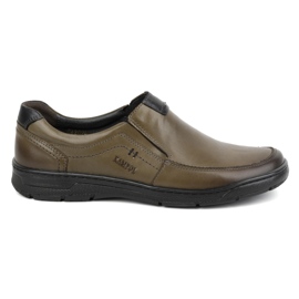 Kampol Scarpe slip-on casual da uomo in pelle 58KAM oliva verde