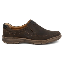 Kampol Scarpe slip-on casual da uomo in pelle 58KAM marrone