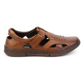 Olivier Scarpe da uomo in pelle, ariose, slip-on con velcro, 312KZ, marrone