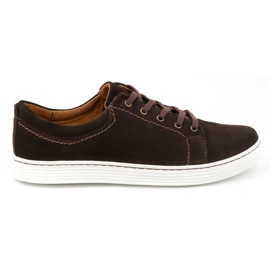 Olivier Scarpe casual da uomo in pelle 946MA, velluto marrone