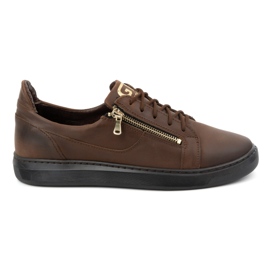 Scarpe casual da uomo realizzate in pelle naturale POLBUT 2125 Marrone