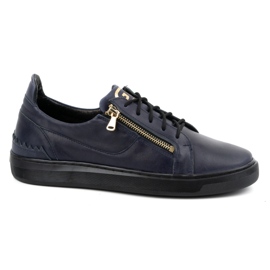 Scarpe casual da uomo in pelle naturale POLBUT 2125, blu navy