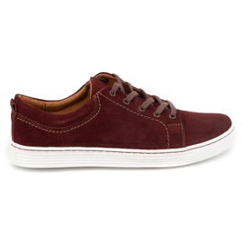 Olivier Scarpe casual da uomo in pelle 946MA bordeaux rosso