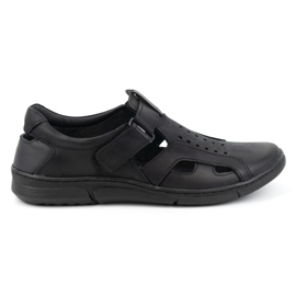 Olivier Scarpe slip-on da uomo in pelle, ariose, con velcro, 312KZ, nere nero