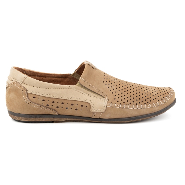 Olivier Mocassini da uomo in pelle traforata 0525 beige