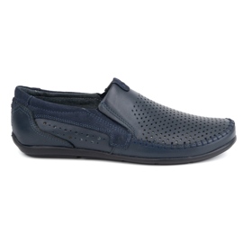 Olivier Mocassini da uomo in pelle traforata 0525, colore blu navy