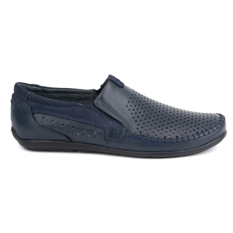 Olivier Mocassini da uomo in pelle traforata 0525, colore blu navy