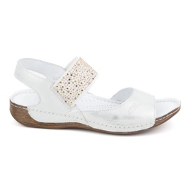 Olivier Sandali da donna in pelle con fascia elastica 0546, argento d'argento