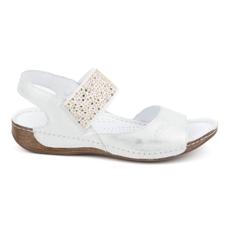 Olivier Sandali da donna in pelle con fascia elastica 0546, argento d'argento